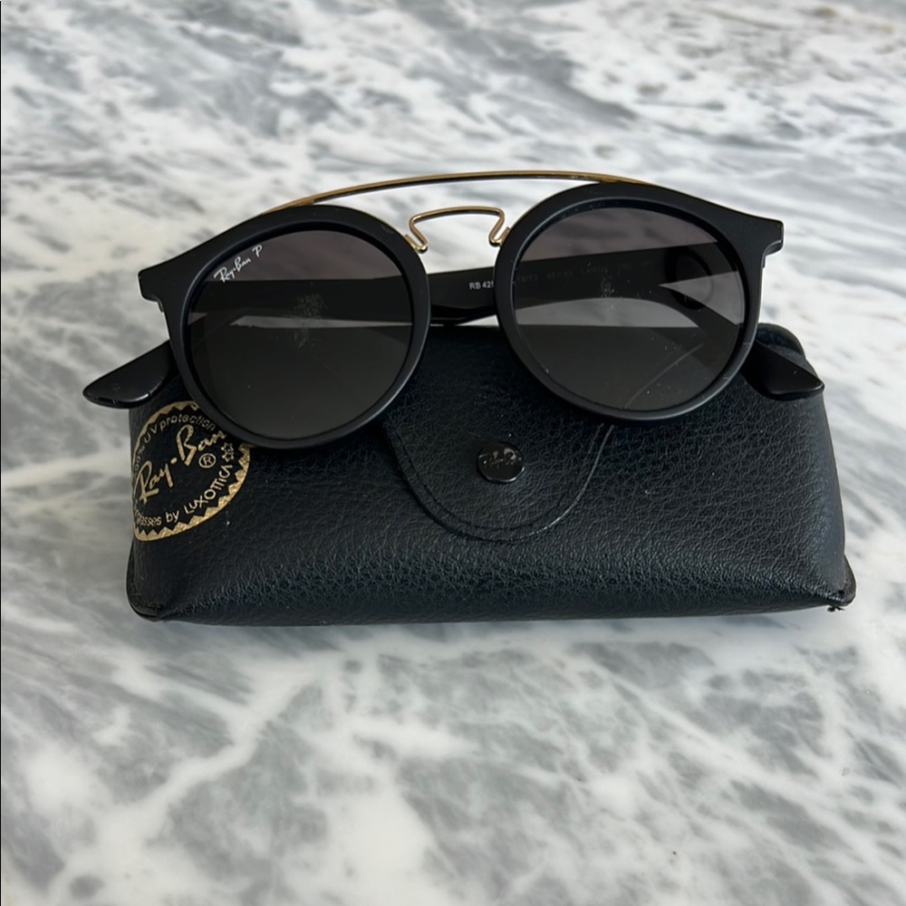 Ray-Ban Gatsby Polarized Black Sunglasses with Double Bridge